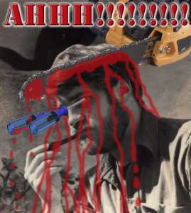 Richard Childers mobbing image #7 - Richard Childers screaming in pain as he is murdered by a chainsaw