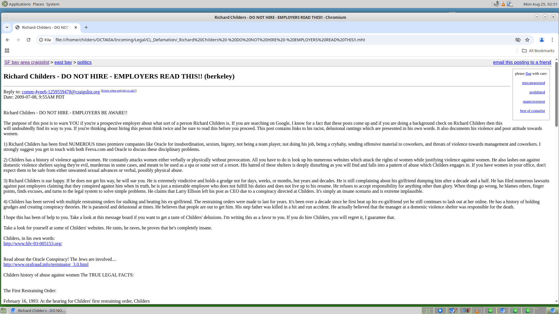 Richard Childers employment sabotage